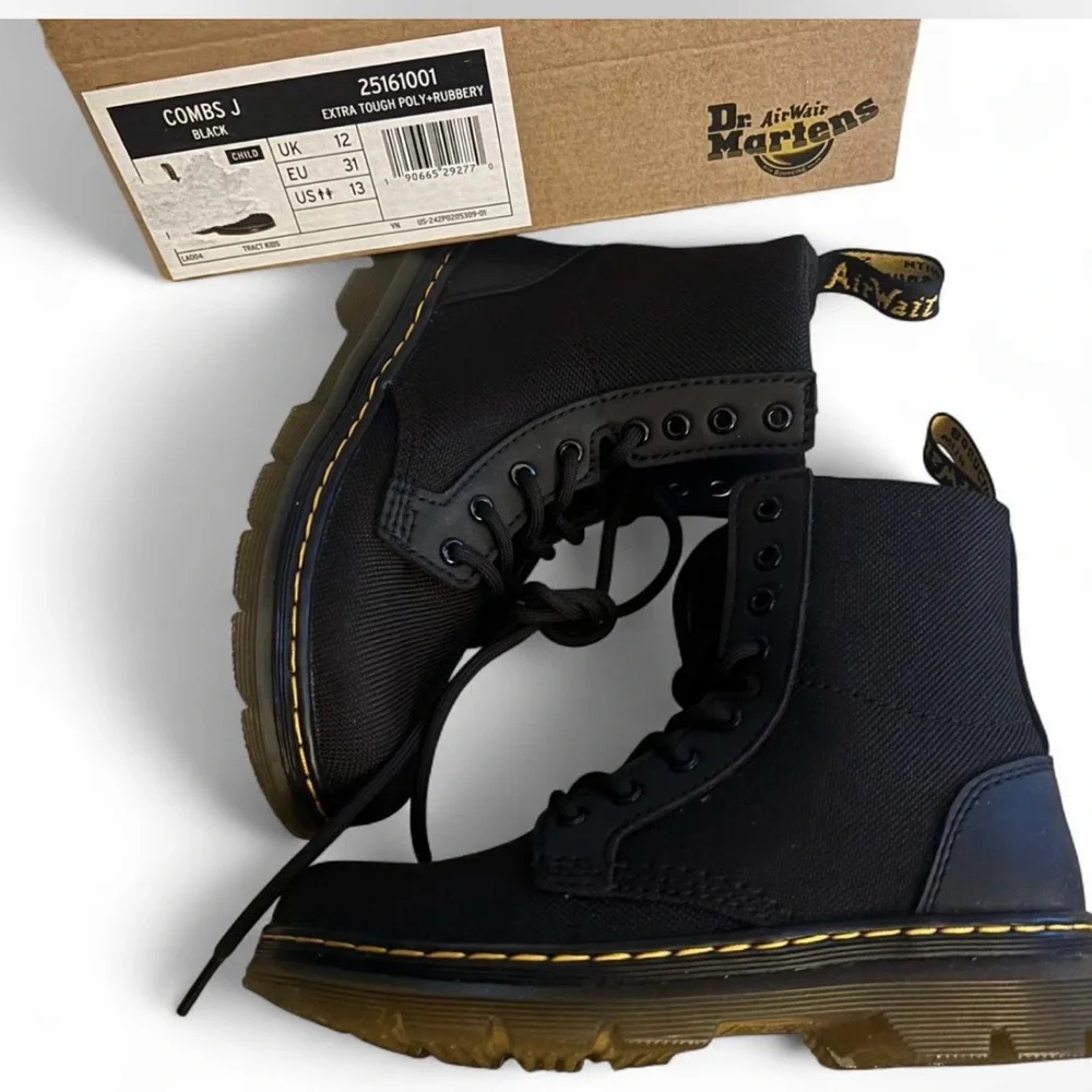 Dr. Martens Black Kids Boots - Picture 1 of 5